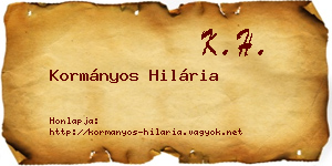 Kormányos Hilária névjegykártya